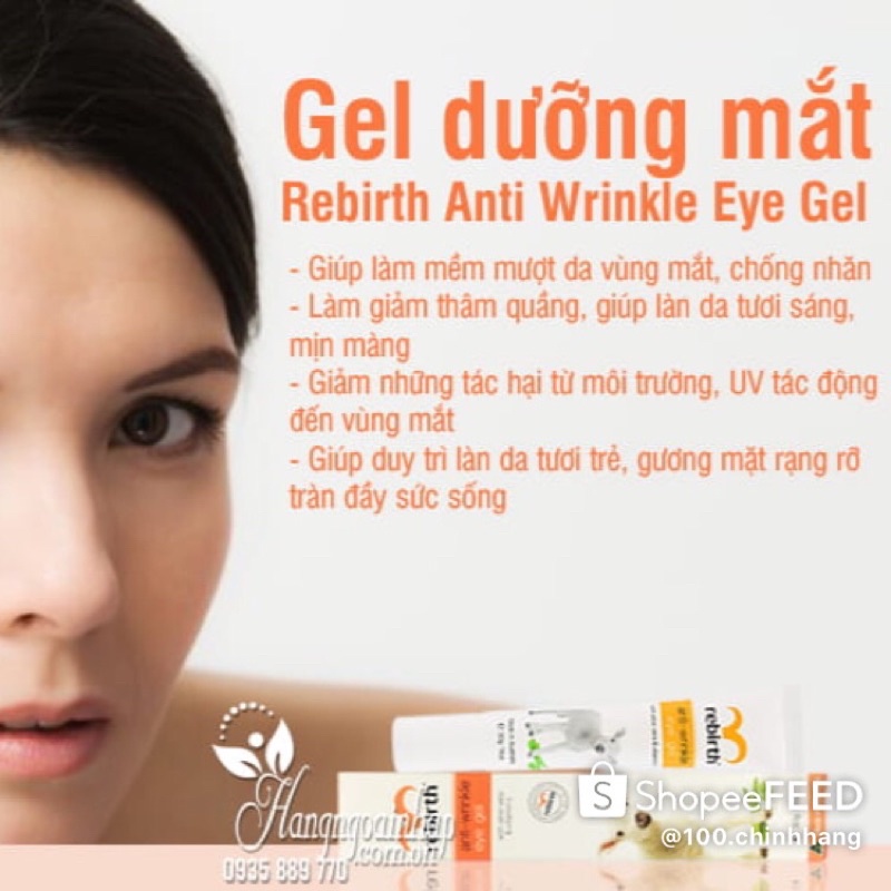 Kem chống nhăn mắt, giảm thâm Rebirth Anti – Wrinkle Eye Gel (30g) nhập khẩu Úc