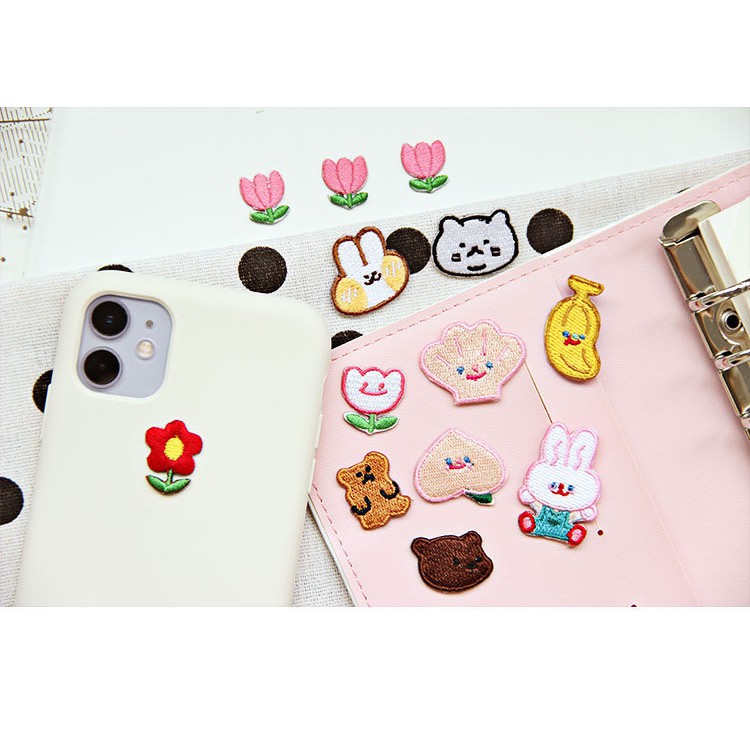 Sticker Vải Mini, Miếng Mếch Dán Trang Trí Quần Áo Đồ Dùng Hoạt Hình Đồ Ăn