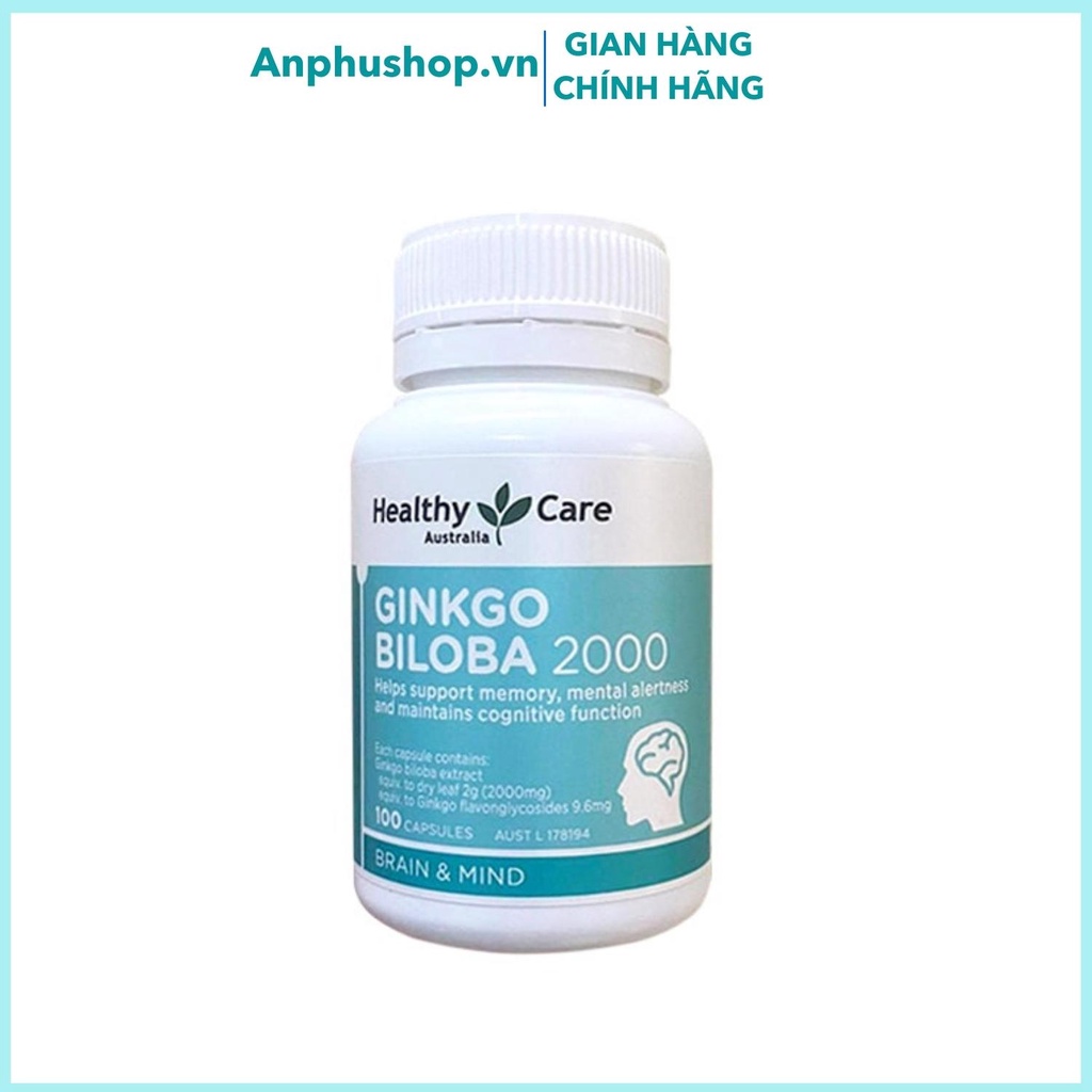 Viên uống bổ não Ginkgo Biloba 2000mg Healthy Care 100 viên - Sản phẩm chính hãng