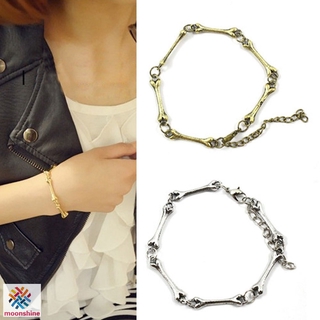 ❤PG❤ Fashion Unisex Cool Rock Punk Gothic Metal Bone Chain Bracelet Bangle