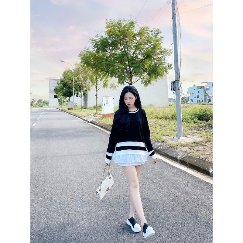 🌈ÁO KIỂU PHỐI ĐEN TRẮNG BÈO🍀
