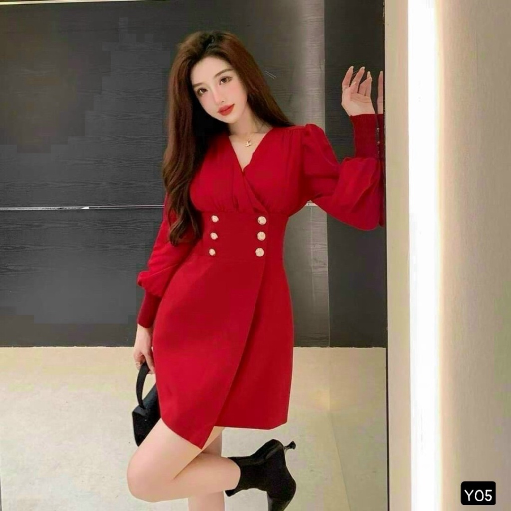 (Mẫu Mới) Đầm FORD Nút Kiểu Dáng Thanh Lịch Chuẩn Hàng Quảng Châu UP h.h.p