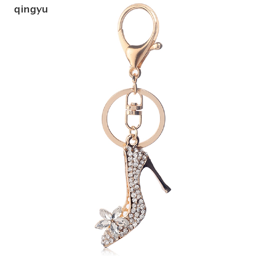 Qingyu Móc Khóa Hợp Kim Hình Giày Cao Gót Đính Pha Lê Xinh Xắn