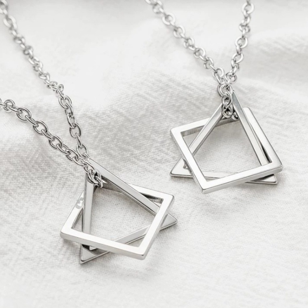 Dây chuyền nam nữ mặt hình tam giác, thép tintan siêu bền không gỉ