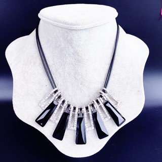 Vòng cổ Hàn Quốc tua đá pha lê (đen)