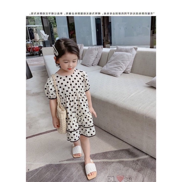 Váy bé gái - Váy chấm bi 2 tầng cao cấp siêu xinh cho bé gái từ 1-5 Tuổi