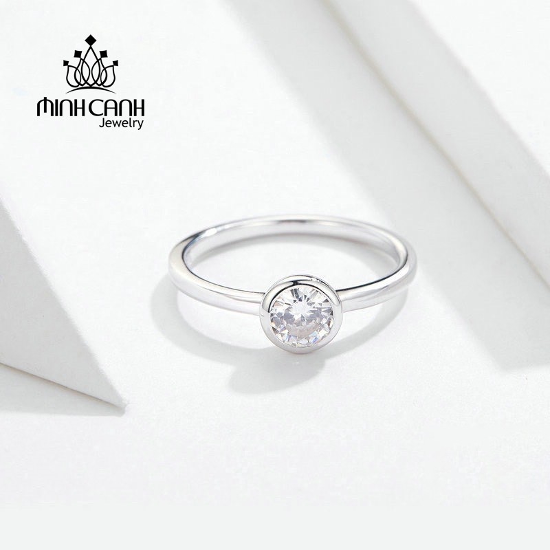 Nhẫn Bạc Nữ Minh Canh Jewelry Trơn Đính Đá Chủ