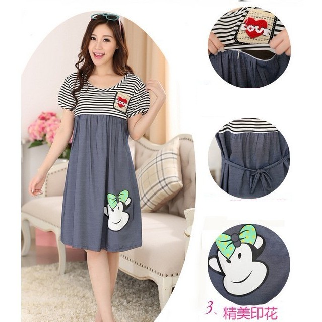 Váy bầu mặc nhà kết hợp cho con bú sau sinh