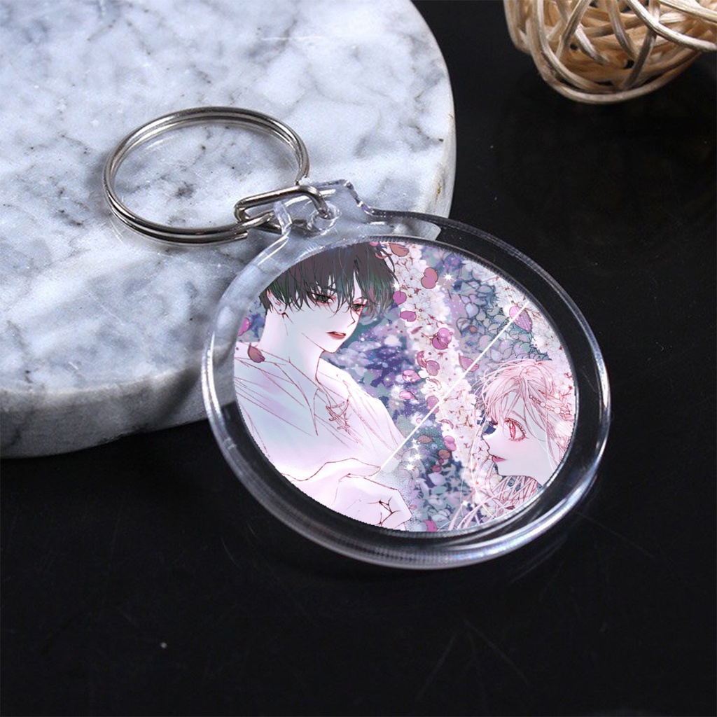 Móc khóa in hình TRỞ THÀNH GIA ĐÌNH CỦA NHÂN VẬT PHẢN DIỆN manhwa anime chibi tiện lợi mica xinh xắn