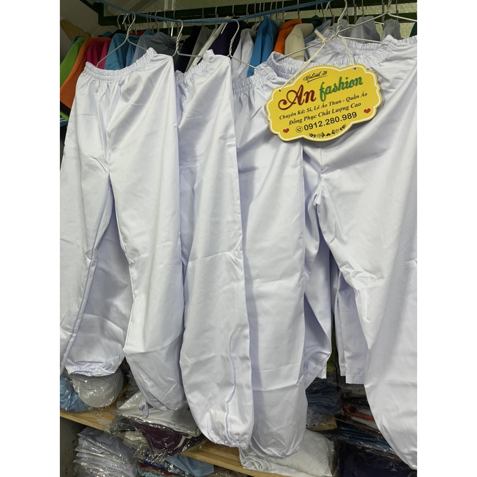 Quần blouse trắng, bác sĩ, y tá, dược sĩ bo thun ống chân vải kaki dầy mịn mặc mát.
