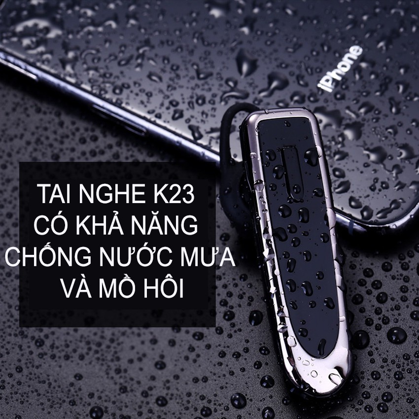 Tai nghe bluetooth nhét tai có mic K23 phiên bản 5.0 cao cấp, pin khủng, nghe nhạc 12h, đàm thoại 20h liên tục