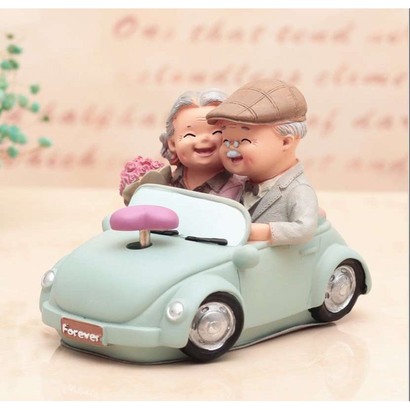 Bộ tượng trang trí ông bà làm quà tặng, trang trí cây cảnh