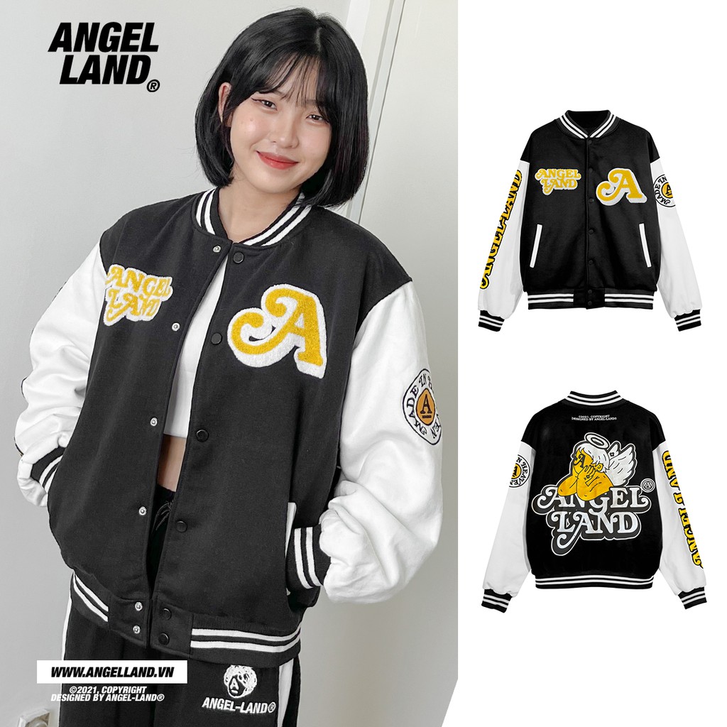 Áo khoác Varsity Angel Baby-Black