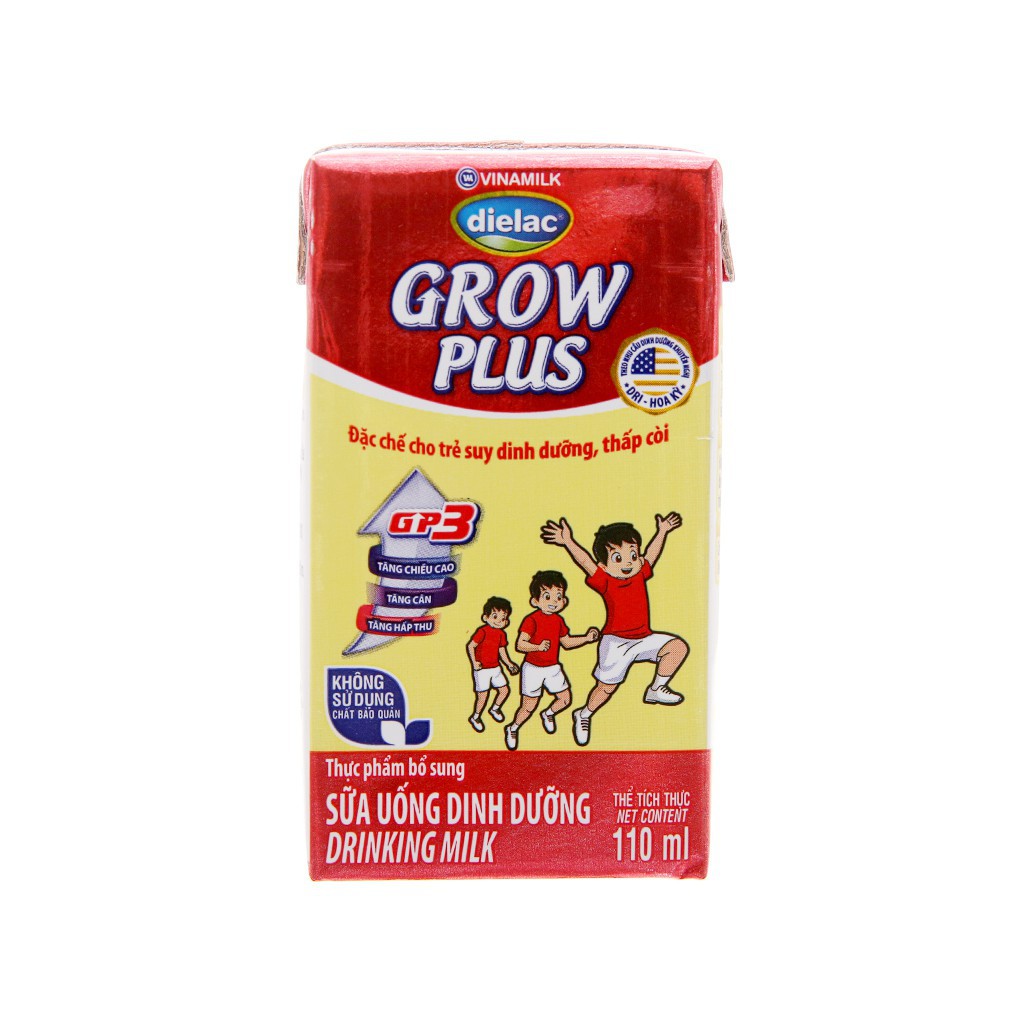 Lốc 4 hộp sữa  Dielac Grow Plus bổ sung dinh dưỡng 110ml