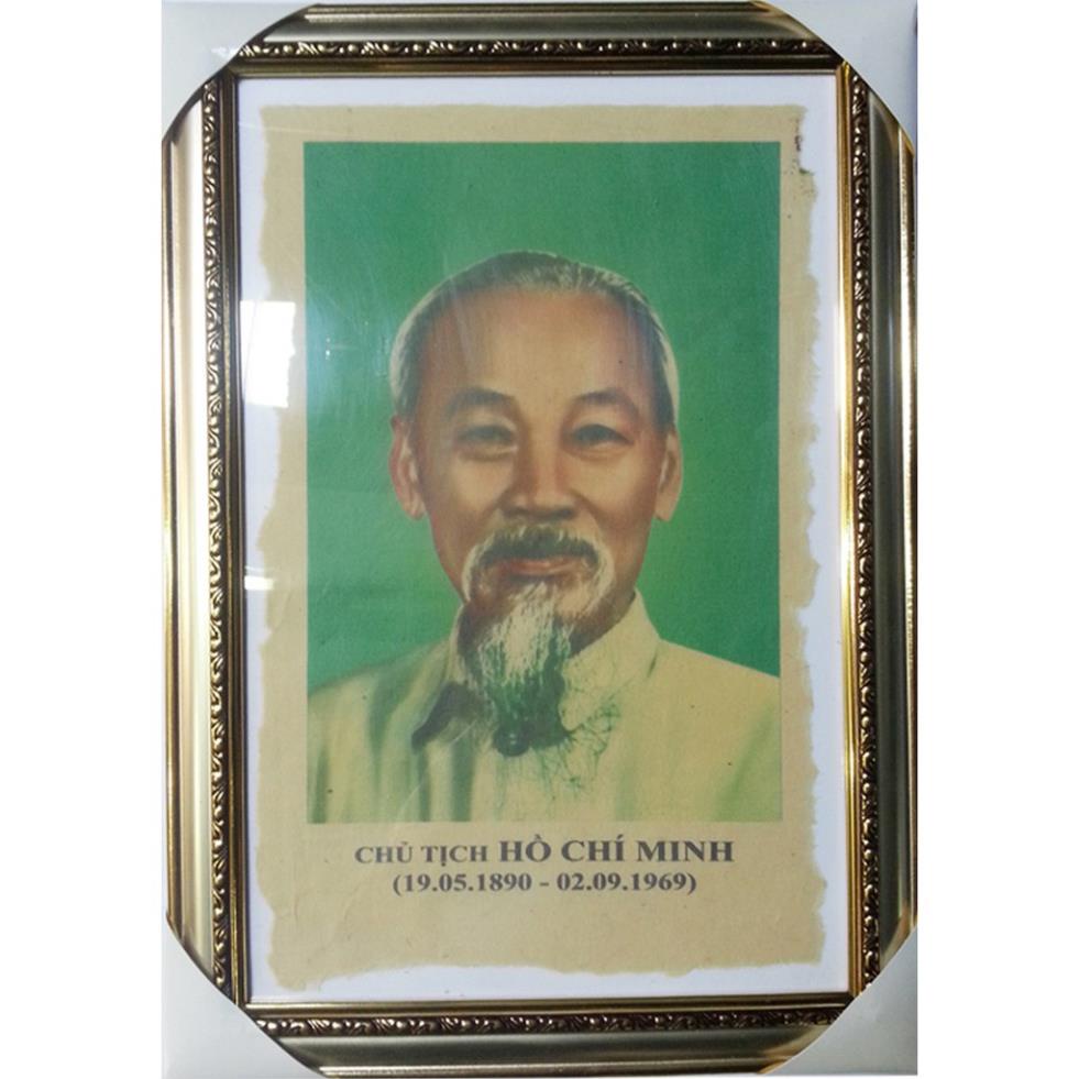 Tranh Bác Hồ, ảnh Hồ Chí Minh, ảnh bác vẫy tay chào, tranh bác in trên giấy dó bền trên 20 năm có khung kèm theo