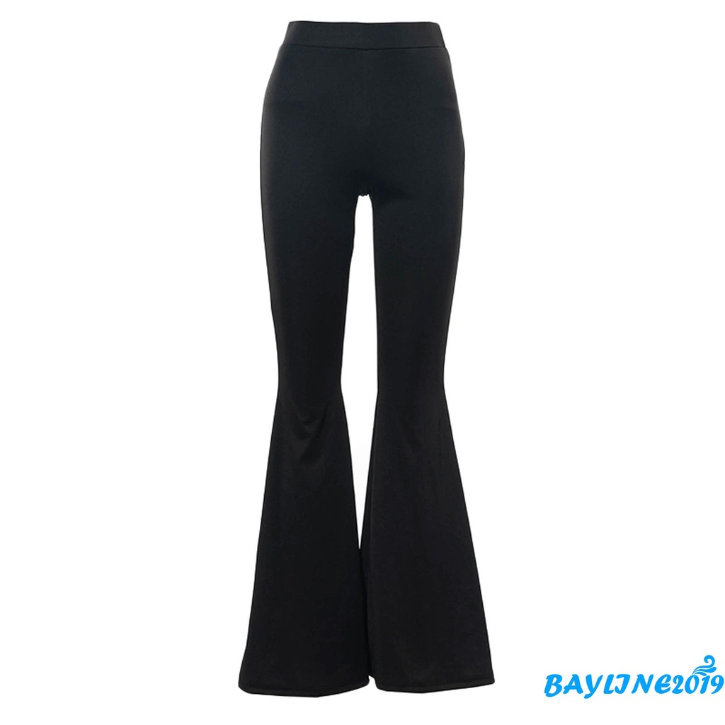 Quần Dài Ống Loe Lưng Cao Màu Sắc Thanh Lịch Dành Cho Nữ