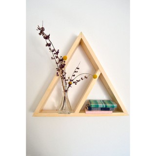 kệ 2 tam giác lồng nhau gỗ thông tự nhiên kích thước 45x45x10 cm