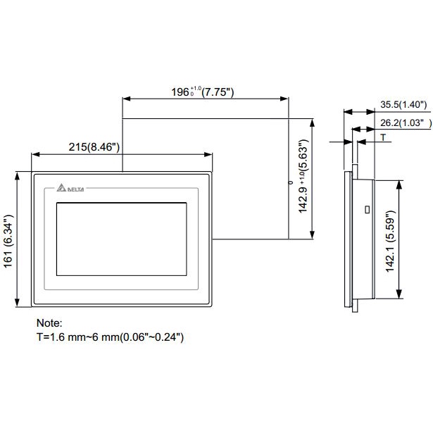 Màn hình HMI Delta DOP-107BV cho máy CNC khoét khóa cửa nhôm