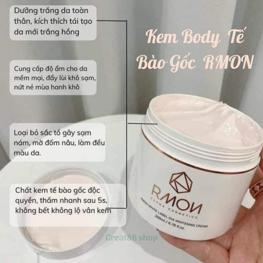 Kem body great86 kem dưỡng trắng da body RMON dưỡng ẩm, nâng tone da trắng hồng tự nhiên, xuất xứ Hàn Quốc hộp 200ml | BigBuy360 - bigbuy360.vn