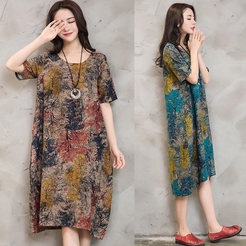 Đầm dáng rộng họa tiết cổ điển thời trang dành cho nữ