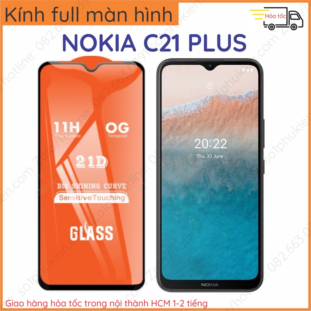 Kính cường lực Nokia C21+ (c21 plus) full màn hình, full keo, chuẩn bền đẹp