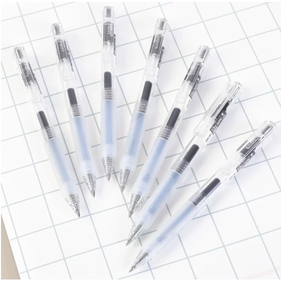 Bút mực đen Deli thiết kế vỏ trong suốt ngòi 0.5mm dành cho học sinh