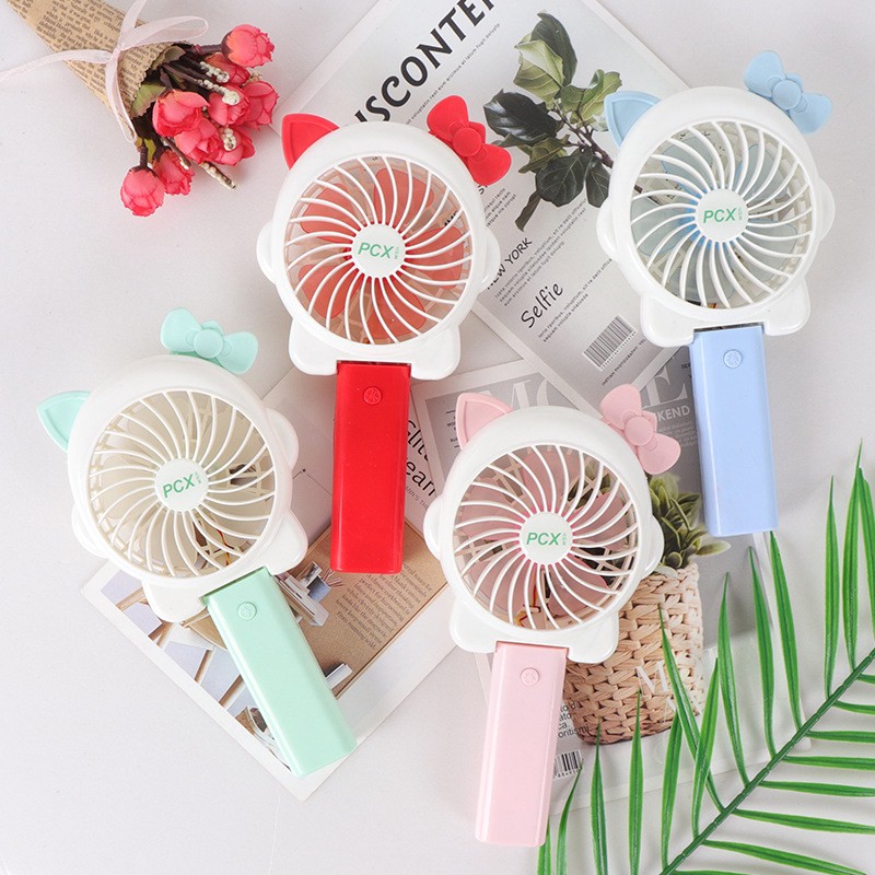 Quạt mini cầm tay hình mèo kitty PCX tích điện giải cứu ngày nóng