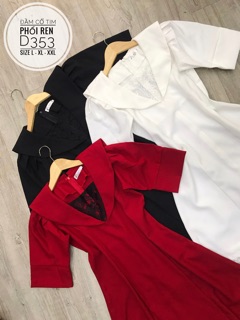 Bigsize Đầm cổ tim phối ren D353