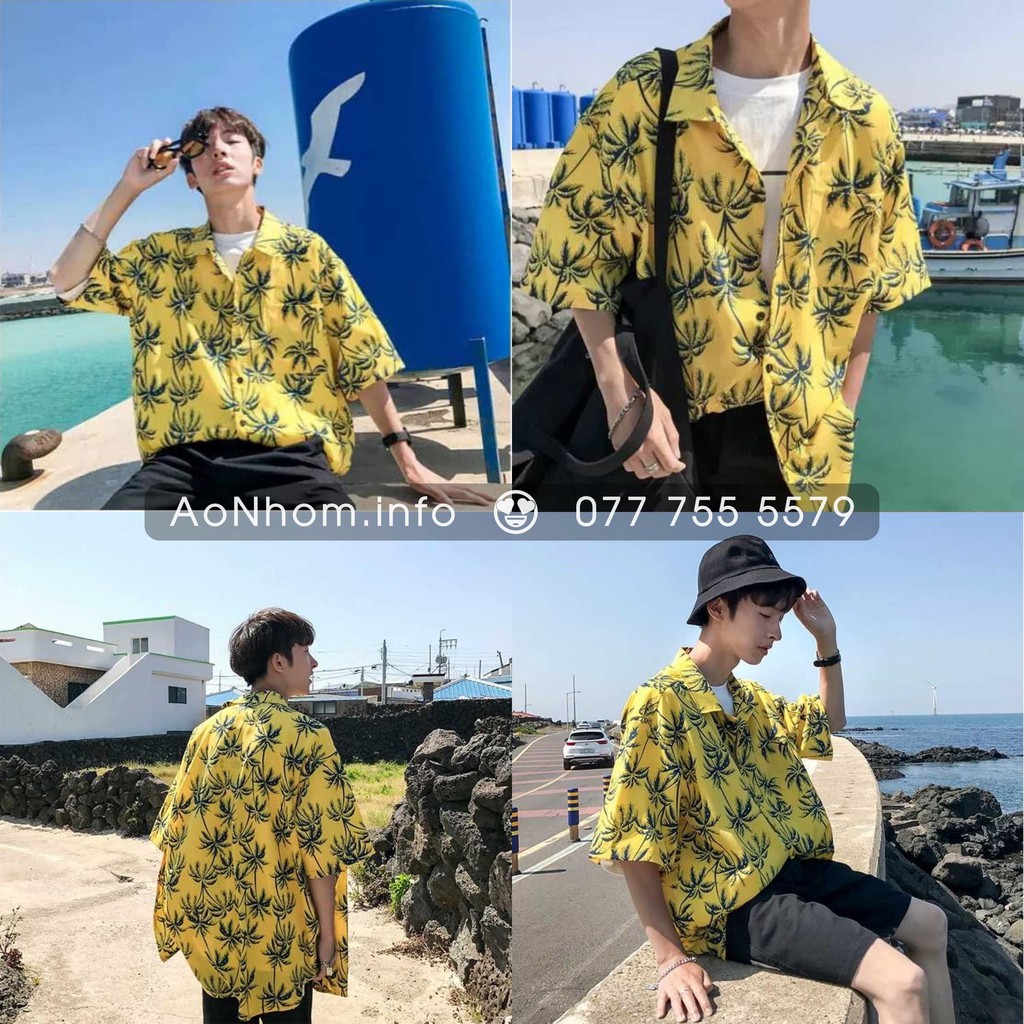 Áo Sơ Mi Đi Biển Nhóm Vải Mềm Mát Có Bigsize ★ Cây dừa | BigBuy360 - bigbuy360.vn