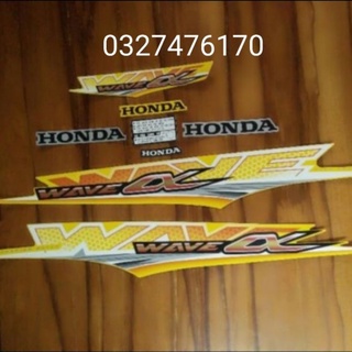 Bộ tem xe WAVE A, Alpha 2015 màu vàng xịn 3 lớp