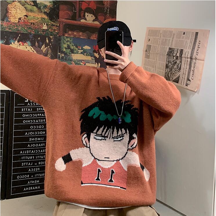 Áo Sweater Dệt Kim In Hoạt Hình Thời Trang Mùa Đông Dành Cho Nam