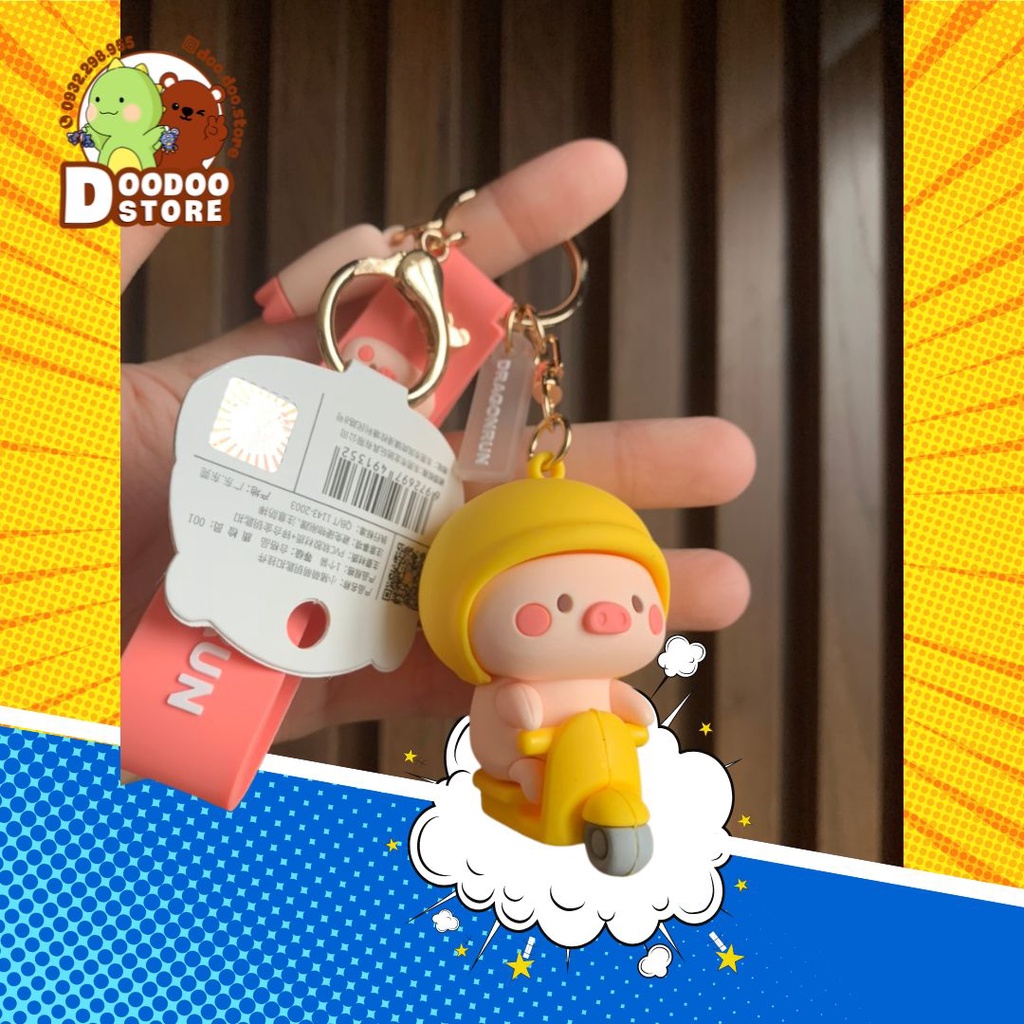 Móc Khoá Heo Đi Xe Máy A73, Móc Chìa Khoá Lợn Con Đáng Yêu