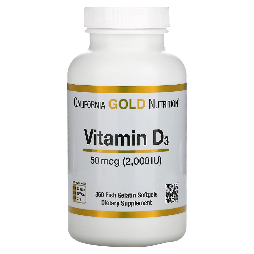 [CẬN DATE GIÁ RẺ] VITAMIN D3 | California Gold Nutrition Vitamin D3 [2000IU] [50mcg] [360 viên] - Chính Hãng Nhập Mỹ