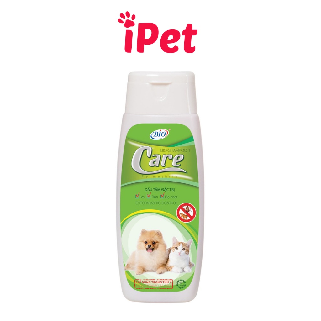 Sữa tắm đặc trị ve rận bọ chét cho chó mèo - Bio Care 200ml - iPet Shop