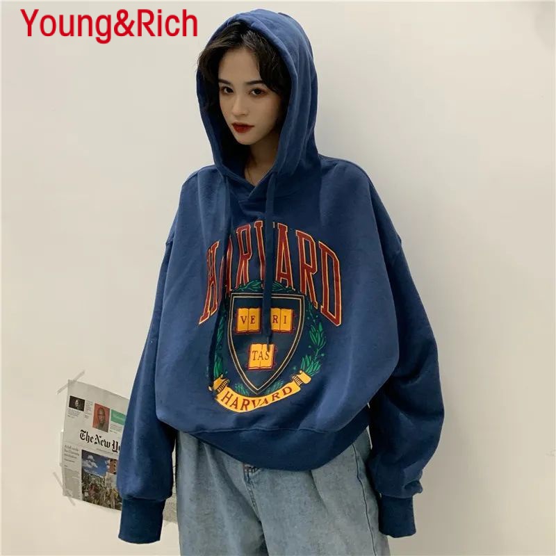 Y&R Áo Hoodie Mỏng Dáng Rộng Phong Cách Harajuku Hàn Quốc Thời Trang Xuân Thu Mới Cho Nữ