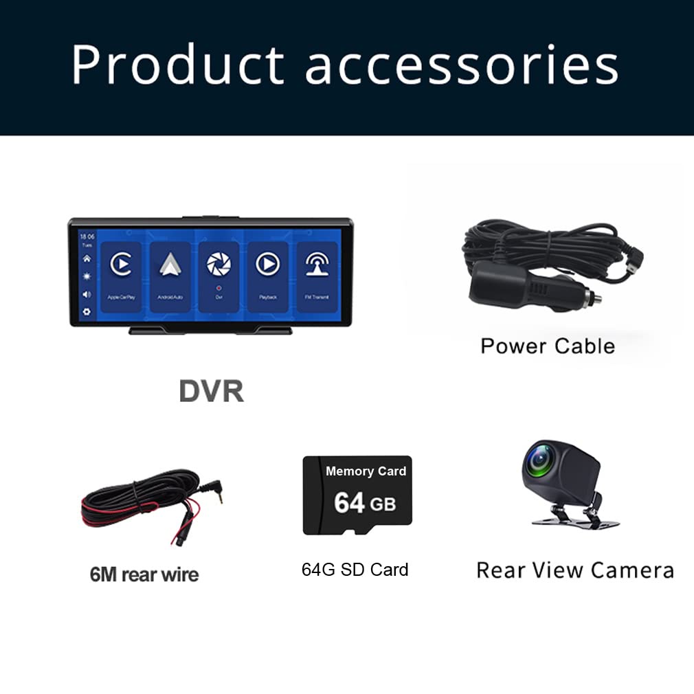 [ Quà tặng thẻ nhớ TF 64G]  Carplay android bảng điều khiển tự động bảng điều khiển cam camera kép 10 inch 2K + 1080P Ch | BigBuy360 - bigbuy360.vn