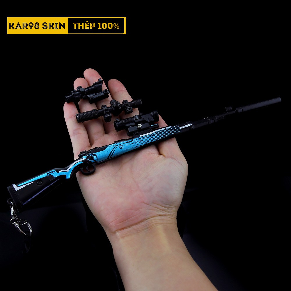 Mô Hình PUBG Kar98 Skin Xanh Đen Tặng Kèm 3 Scope Và Kệ Trưng Bày 19cm