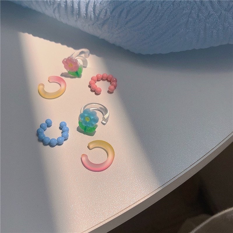 Set Bông Tai Kẹp Hoa Trong - TS1424