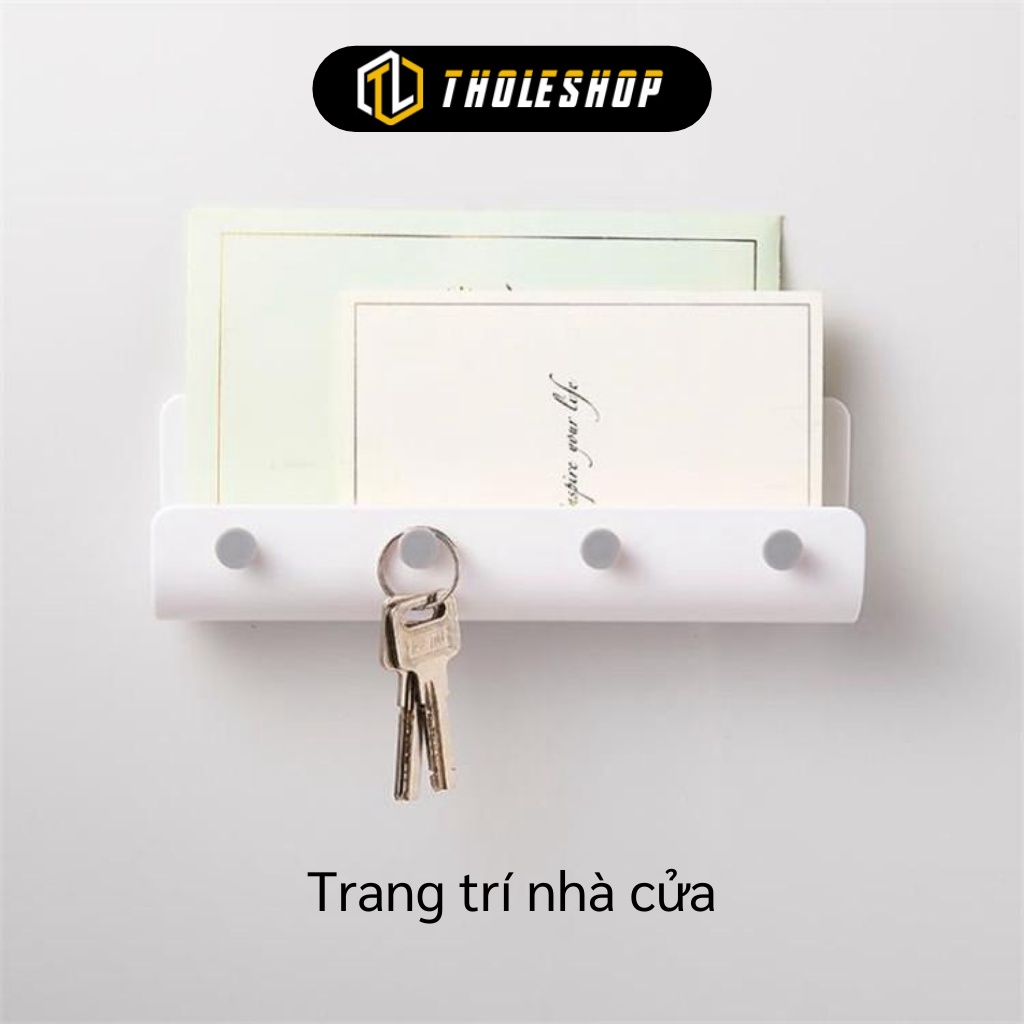Giá Để Đồ - Khay Đựng Đồ Nhà Bếp, Phòng Tắm Dán Tường Kèm 4 Móc Trang Trí Nhà Cửa 8336