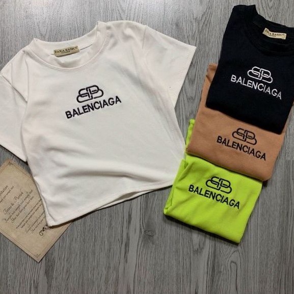 Áo croptop top thêu chữ &quot;BALEN_CIAGA&quot;
