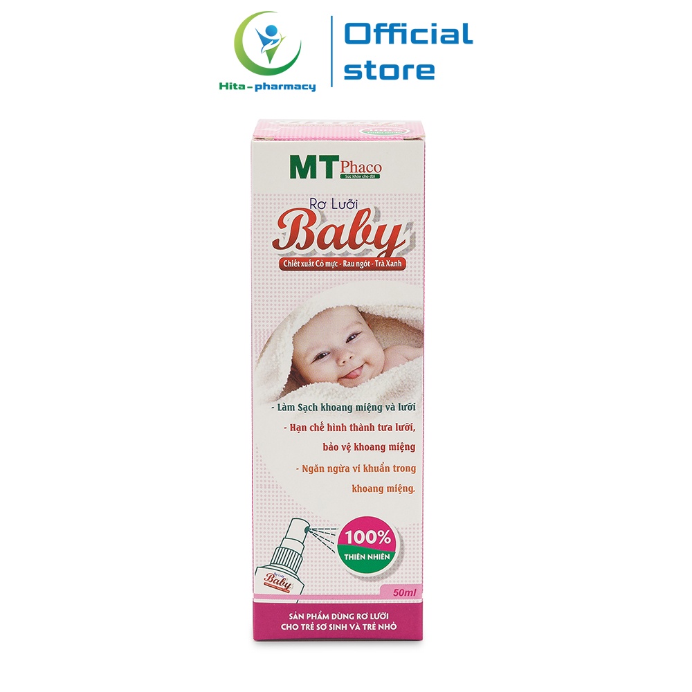 Dung dịch rơ lưỡi Baby MT Pharco chiết xuất cỏ mực, rau ngót, trà xanh 50ml [Rơ lưỡi Baby]