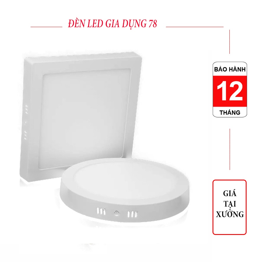 Đèn Ốp Trần Nổi Vuông, Tròn 18W Ánh Sáng Trắng, Đèn Trần Trang Trí Phòng Khách