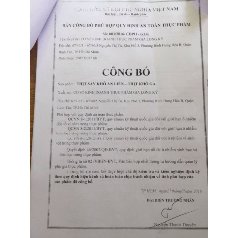 Khô bò sợi _ heo giả bò_ thương hiệu Giá Long ký_ đủ giấy VSATTP