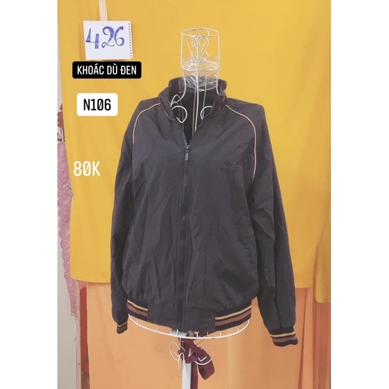 áo khoác dù đen kẻ sọc nâu size M/M+.S426