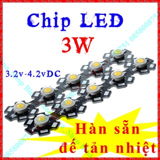 Chip led 1w/3w sáng trắng / vàng ấm hàn sẵn đế tản