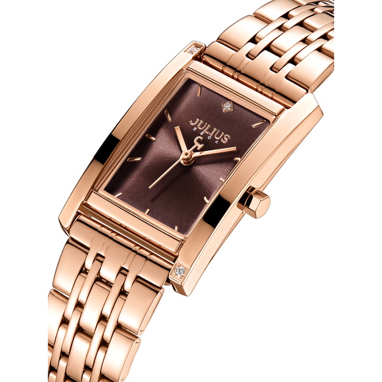 Julius / julius Đồng Hồ quartz Mặt Vuông Nhỏ Đính Đá zircon Chống Thấm Nước ja-1257