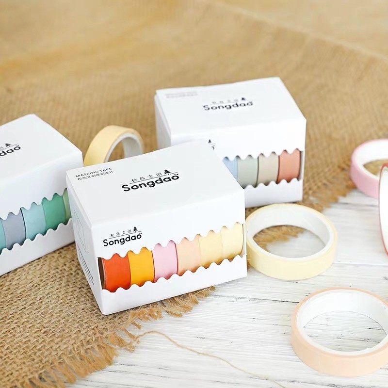 Set washi tape trang trí sổ theo tone màu