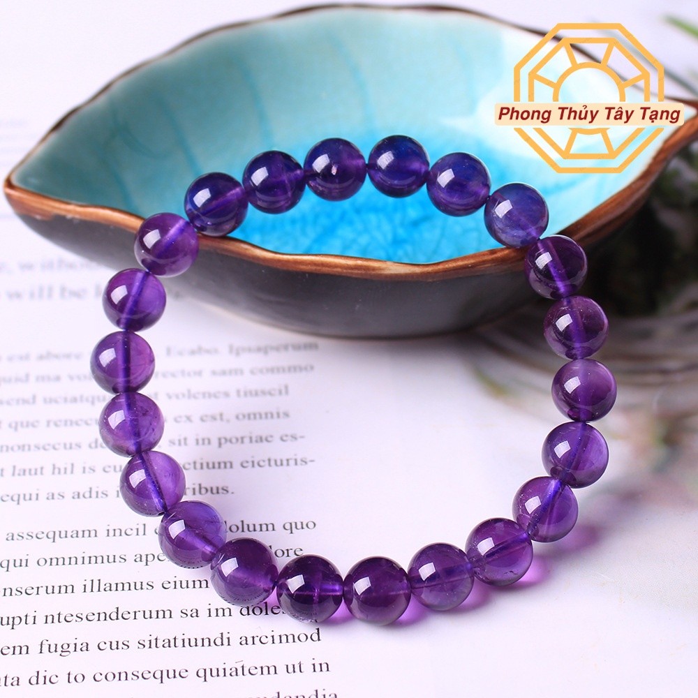 Vòng tay phong thủy màu tím may mắn sang trọng nữ mệnh Hỏa Thổ size 6 8 10li tặng hộp gỗ cao cấp - Phong Thủy Tây Tạng