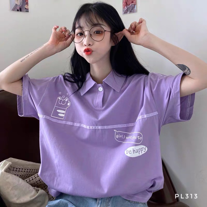 Áo Polo dáng rộng dưới 75kg tabi store - Be Happy PL313
