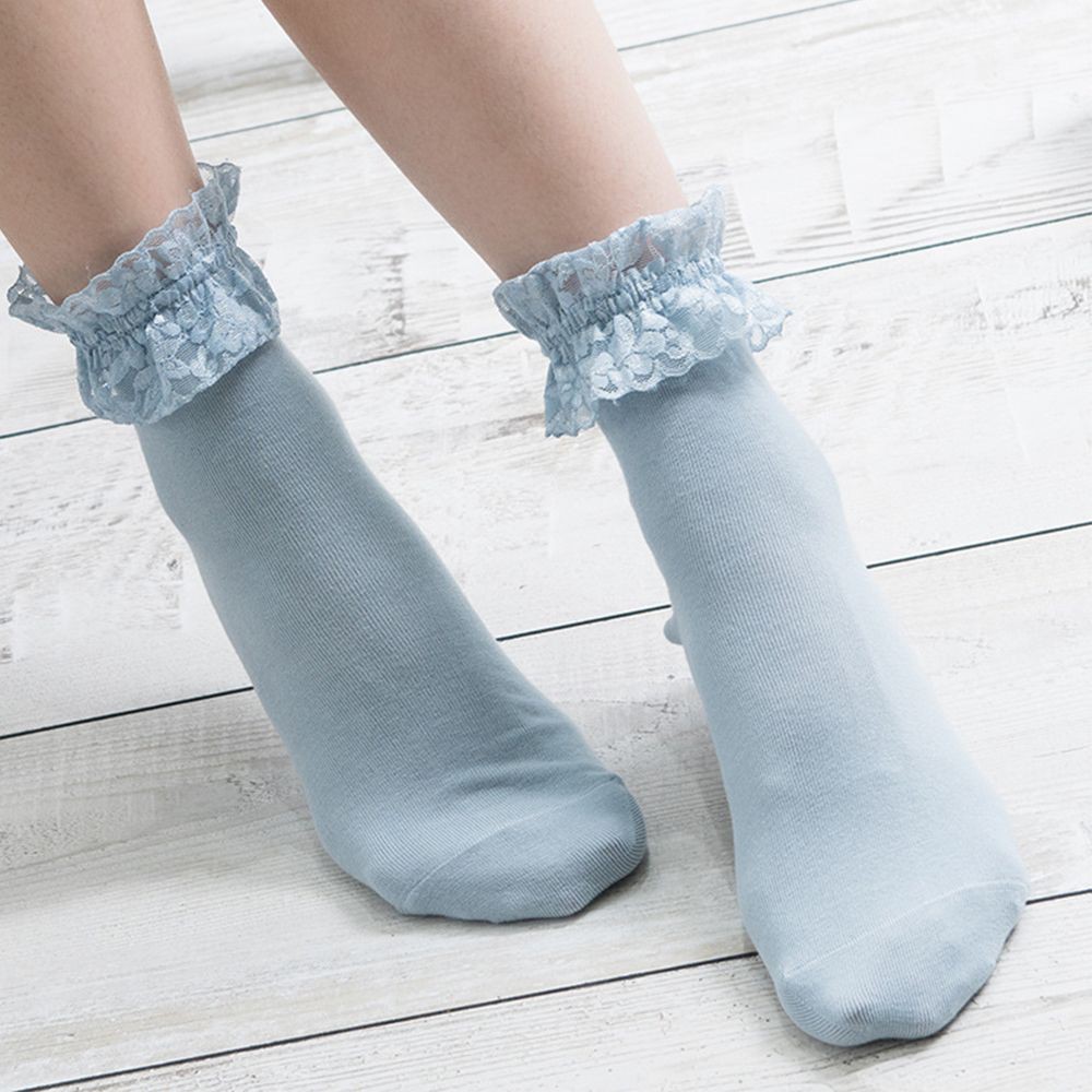 Cotton Lace Solid Color Ruffle Frilly Socks